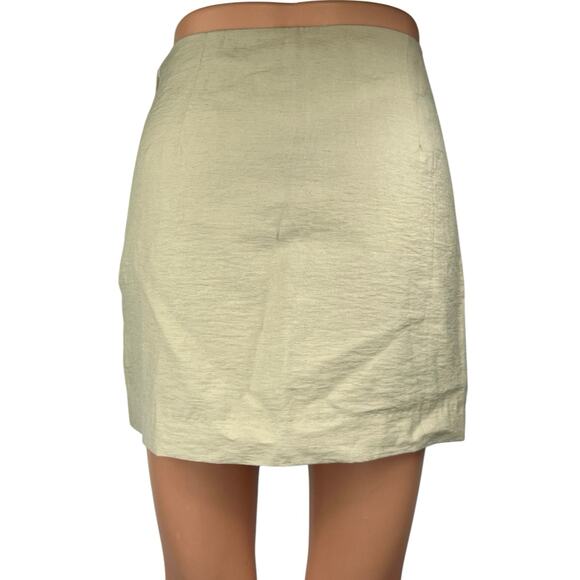 H&M Women's Beige Linen Side Zip Slit Casual Mini Straight Pencil Skirt Size 6 - Picture 3 of 5